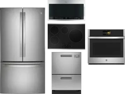 5 Piece Package Includes Refrigerator, Cooktop, Wall Oven, Microwave And Dishwasher